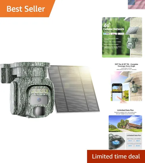 4G LTE Solar Security Camera - Wireless Outdoor HD 2K with Color Night Vision