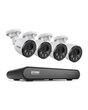 5MP Security Camera System with Audio, 4pcs 4MP Wired Outdoor Indoor PoE Came...