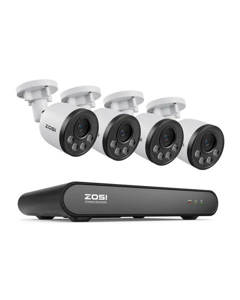 5MP Security Camera System with Audio, 4pcs 4MP Wired Outdoor Indoor PoE Came...