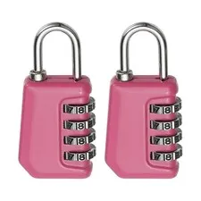 2 Pcs Combination Lock 4 Digit Locker Locks for Luggage Gym File Cabinet Pink