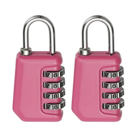 2 Pcs Combination Lock 4 Digit Locker Locks for Luggage Gym File Cabinet Pink