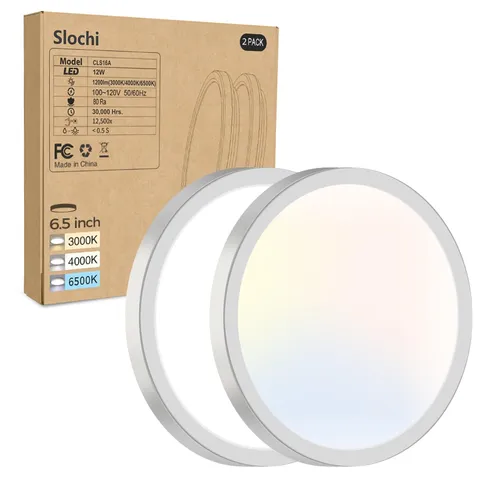 2 Pack LED Flush Mount Ceiling Light 12W 1200LM 6.5 Inch 3000K-6500K Adjustable
