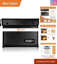 Fireproof Document Bag 5200°F with Heat Insulated, Fireproof Money Bag for Ca...