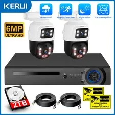 6MP Dual Lens Day Night Camera H.265+ 8CH NVR Kit 2TB HDD & 18m Network Cable