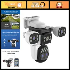 10x Hybrid Zoom PTZ Security Camera - 2K 360° View, Auto Tracking, 2-Way Audio,