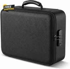 Fireproof Document Box w/ Lock Water Resistant File Organizer Fits 14" Laptop