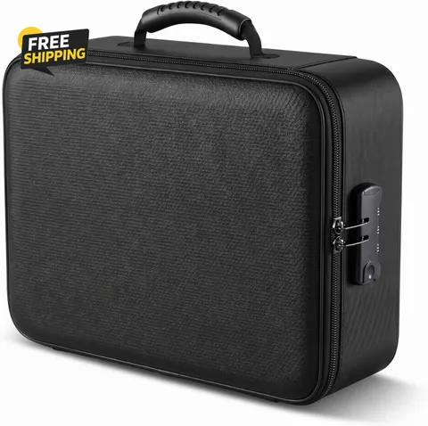 Fireproof Document Box w/ Lock Water Resistant File Organizer Fits 14" Laptop