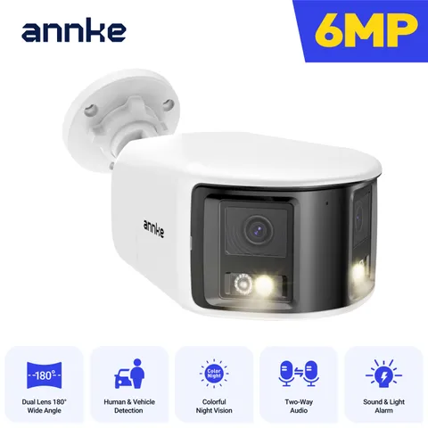 ANNKE 6MP Dual Lens POE Security Camera Two-Way Audio AI Detection Color Night