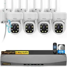 (2026 Update 120 Day Storage) 5MP PT Wireless Security Camera System with AI ...