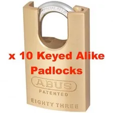 10 x Abus Keyed Alike Padlocks Concealed Shackle Padlock-83CS45NKA1-FREE POST!