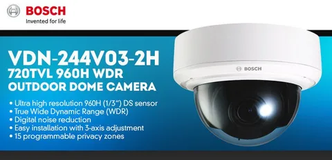 Bosch Flexidome VDN-244V03-2H -- Day/Night Dome Camera w/ MIC