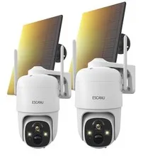 ESCANU Wireless Solar Outdoor Security PTZ AI Motion Detection Audio WiFi Camera