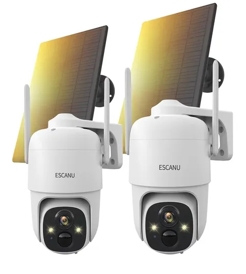 ESCANU Wireless Solar Outdoor Security PTZ AI Motion Detection Audio WiFi Camera