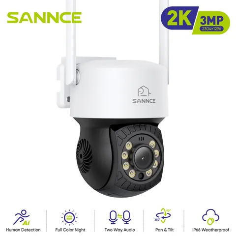 SANNCE 3MP PT Wireless IP Security Camera 2-Way Audio Outdoor Color Night Vision