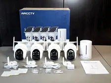 Arcctv Home Security System HD Camera Kit - AR-D6024, White, Solar Powered