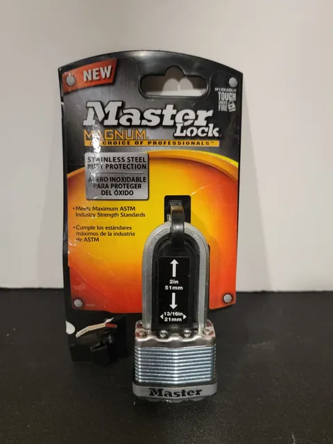 Master Lock Padlock Magnum Stainless Steel Lock 2 in.  M1XKADLH 2 Keys