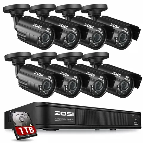 ZOSI 8CH DVR 1080P Security Camera System Outdoor Night Vision 0-2TB H.265+