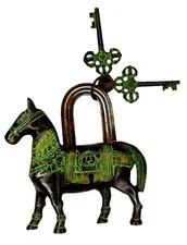 Horse Shape Lock Antique Style Handmade Brass Fully Functional Padlock with keys