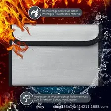 Fireproof Document Bag Waterproof Cash Money Passport File Storage Pouch Zipper