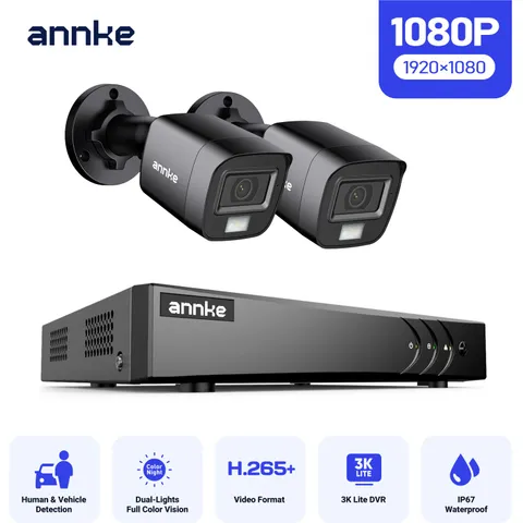 ANNKE 8CH 5MP Lite DVR 1080P CCTV Home Security Camera System Color Night IP67