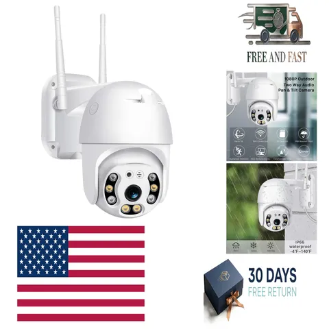 Pan Tilt Outdoor Security Camera, 1080P Home WiFi IP Camera, Pan Tilt Dome