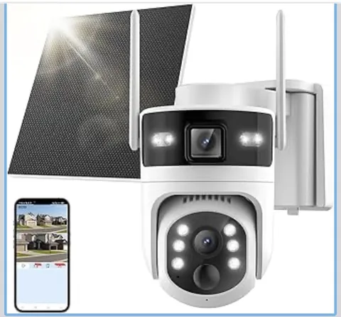 Solar 4G LTE Dual Lens PTZ Outdoor Security Camera 2K HD Night Vision 32GB