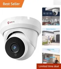 Outdoor Indoor 4MP  Camera with PoE, 24/7 Recording & Infrared Night Vision