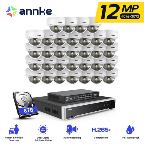 ANNKE 32CH NVR 12MP Audio POE Security Camera System Color Night Vision AI IP67