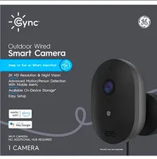 Cync Outdoor Wired Smart Camera 2K Wi‑Fi Night Vision Motion/Person, 1 Cam