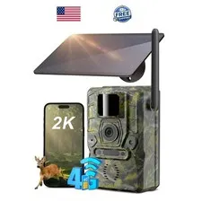 GMOX 4G LTE Cellular Solar Security Camera 360° Live View 2.5K Outdoor Wireless