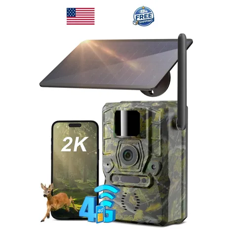 GMOX 4G LTE Cellular Solar Security Camera 360° Live View 2.5K Outdoor Wireless