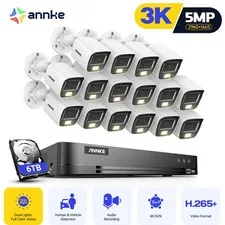 ANNKE 4K 8MP 16CH DVR 5MP Color Security Camera System Outdoor Audio Recording