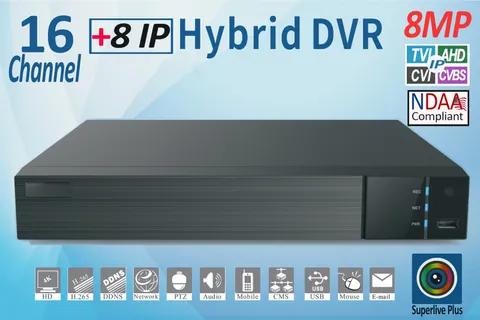SuperLive Plus 8MP 4K 16CH DVR HD Analog Hybrid DVR 2xSATA H.265 NDAA Compliant