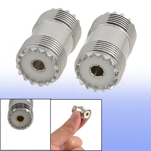 2 Pcs S0-239 UHF Double Female Coax Adapter Straight RF Connector