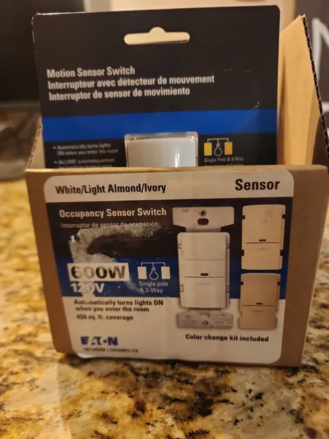 Eaton OS306U-C2 Occupancy Motion Sensor Switch Single, 3-Way White/Almond/Ivory