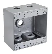 Topaz WDB25100 1" 5 Hole Double Gang Deep Weatherproof Box, Gray 1", 
