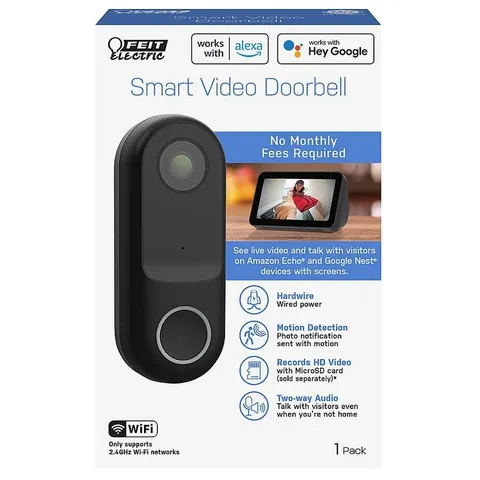 HD WiFi Doorbell Cam Smart Home Security Camera with Night Vision & 2-Way Audio