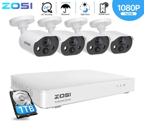 ZOSI 8CH 5MP Lite DVR C303 Security Cameras System 4x1080p Outdoor Camera 1TBHDD