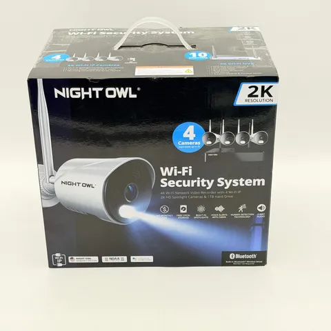 NIGHT OWL 2K Wi-Fi Security System 4 Cameras 1TB NVR White Bluetooth - New Seale