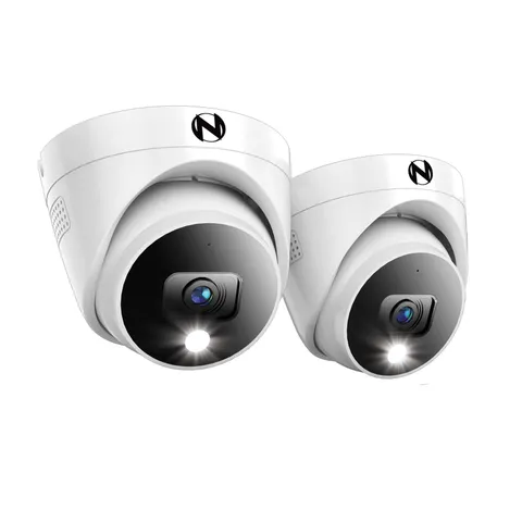Add On Wired 2K HD Indoor/Outdoor Deterrence Dome Cameras with 2-Way Audio (2...