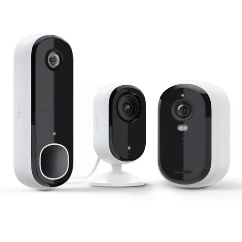 Arlo Essential Whole Home Security Bundle | Outdoor, Indoor, 3 Cameras, White