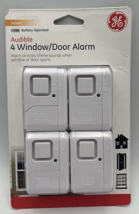 GE 45174 Personal Security Window/Door Alarm, 4-Pack, Battery Operated, Sealed