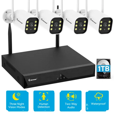 Wireless Security Camera System Outdoor 5MP 10CH WiFi NVR 1TB HDD Night Vision
