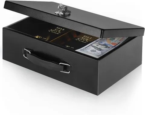 Fireproof Document Box with Key Lock, Fire Safe Box, Black | Fire and water resi