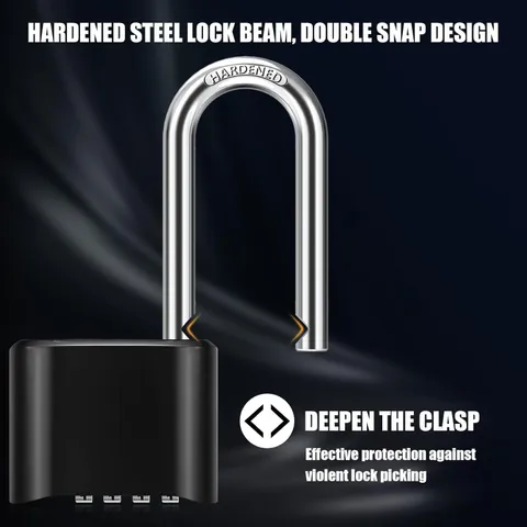 2.5in Long Shackle Combination Lock,  Large Outdoor Weatherproof Padlock, Des...