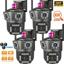 4PCS 3 Lens HD 9MP WiFi IP Camera Wireless Outdoor CCTV PTZ Home Security IR Cam