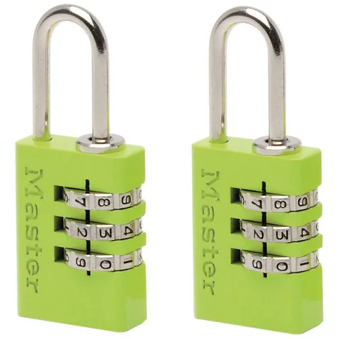 Master Lock 7620EURTCOL Aluminum 3-Digit Combination 20mm Lock Color X 2
