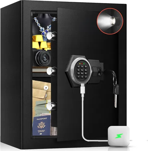 3.2 Cu Ft Large Home Safe Box with Type-C Port | Steel Security Box with Digital