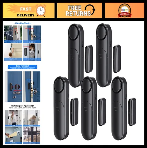 5-Pack Window & Door Alarms for Kids Safety & Home Security, 120dB Alert
