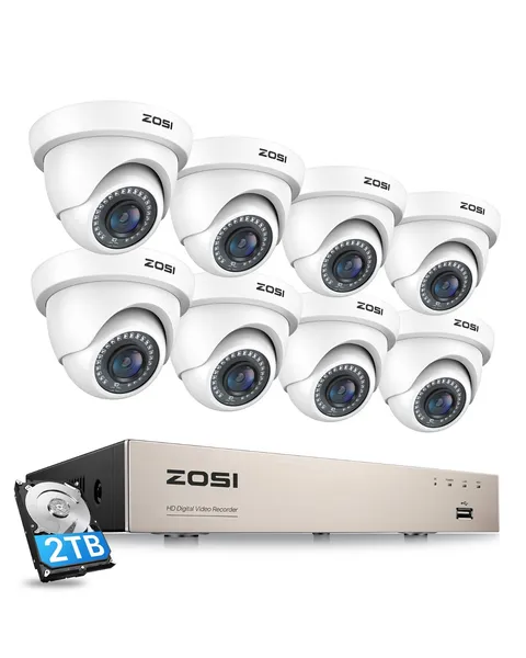 ZOSI 5MP Lite 8CH DVR 1080P H.265 CCTV Security Camera System Night Vision